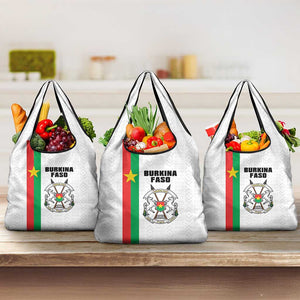Burkina Faso Grocery Bag Striped White - Bogolan Pattern - African Pride
