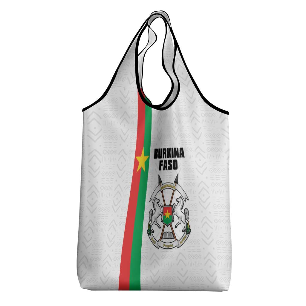 Burkina Faso Grocery Bag Striped White - Bogolan Pattern - African Pride