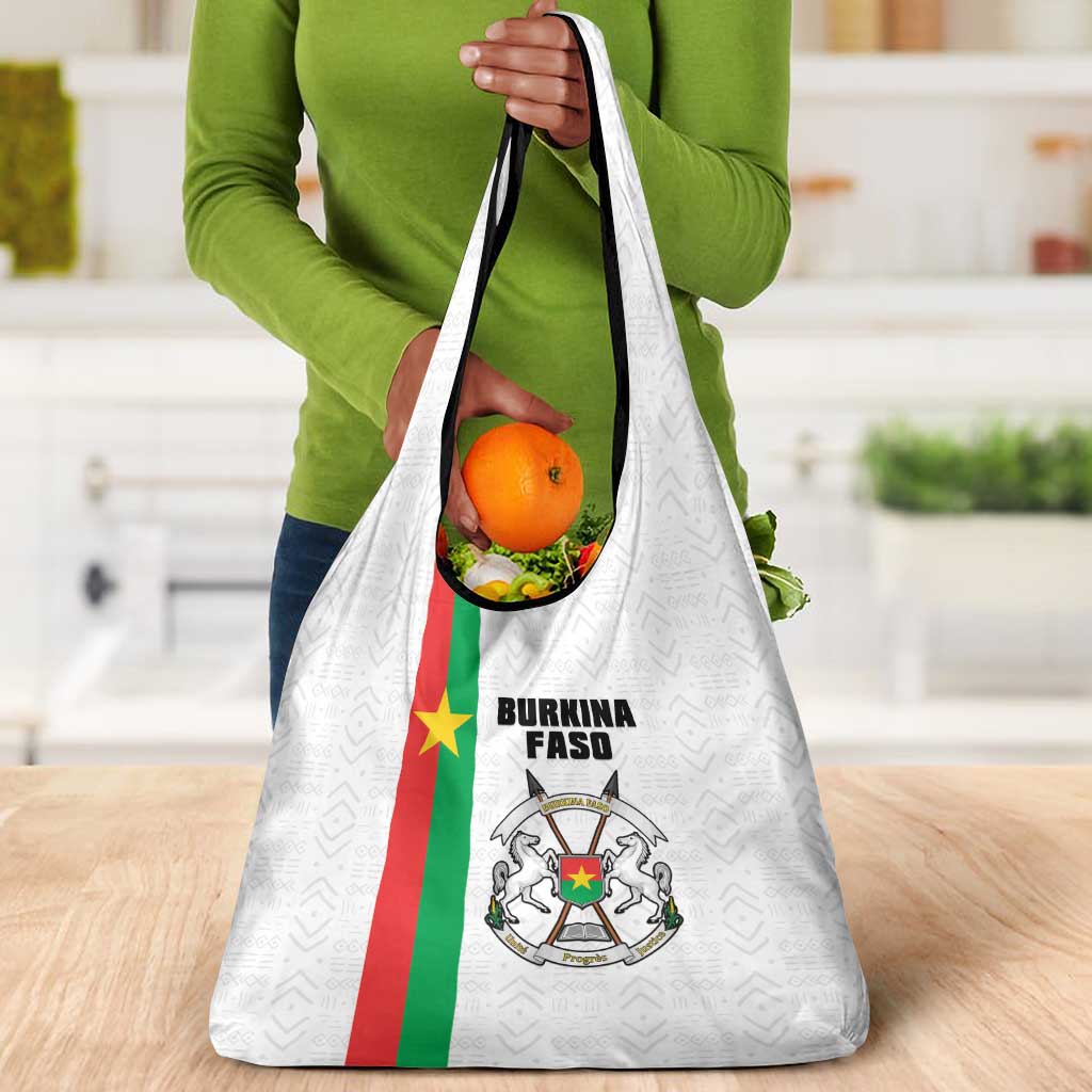 Burkina Faso Grocery Bag Striped White - Bogolan Pattern - African Pride