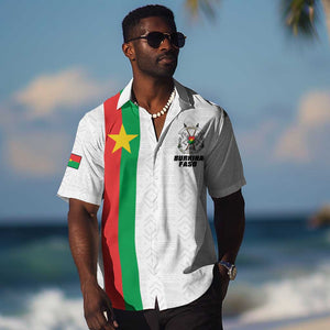 Personalized Burkina Faso Hawaiian Shirt Striped White - Bogolan Pattern - African Pride
