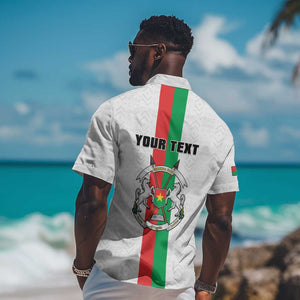 Personalized Burkina Faso Hawaiian Shirt Striped White - Bogolan Pattern - African Pride