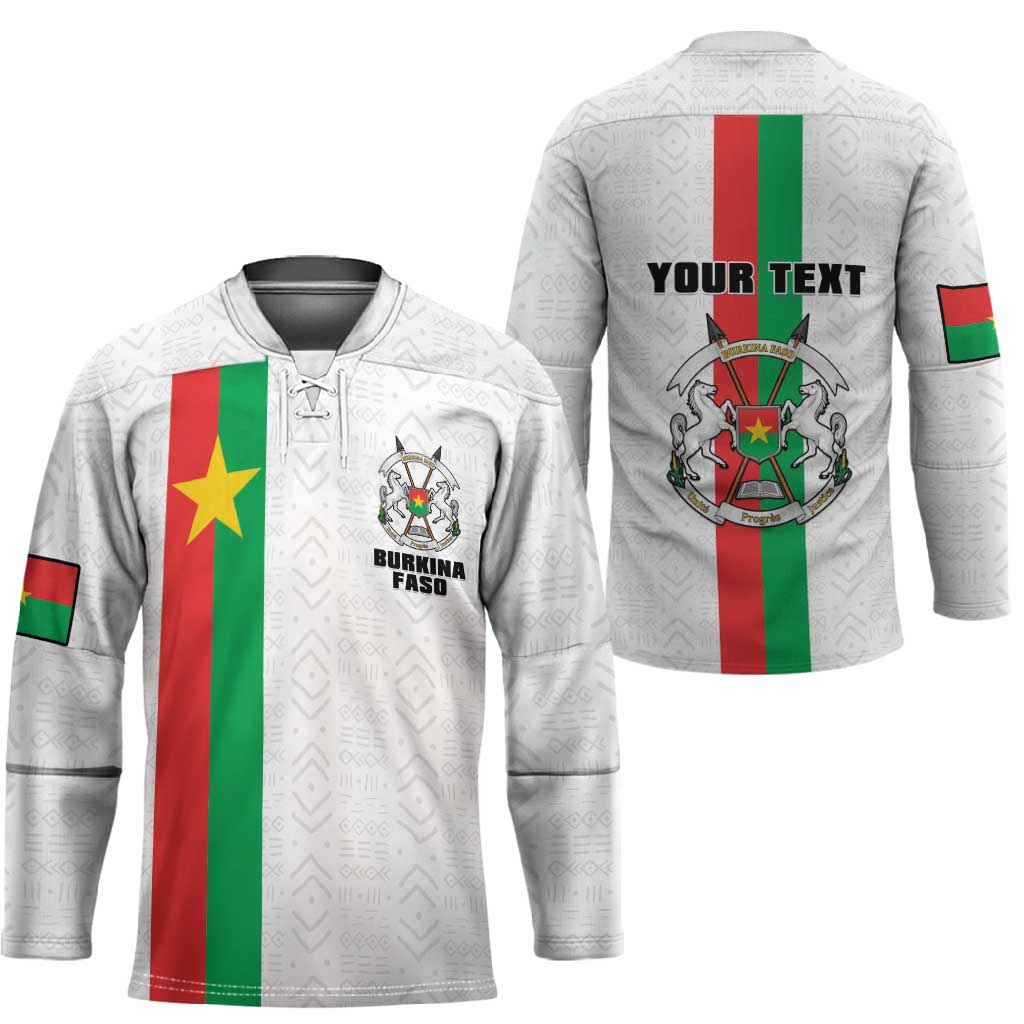 Personalized Burkina Faso Striped Hockey Jersey African Mud Cloth Pattern - White