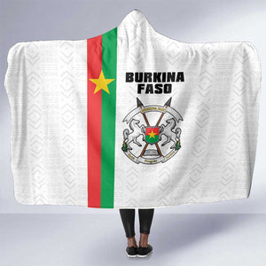 Burkina Faso Hooded Blanket Striped White - Bogolan Pattern - African Pride