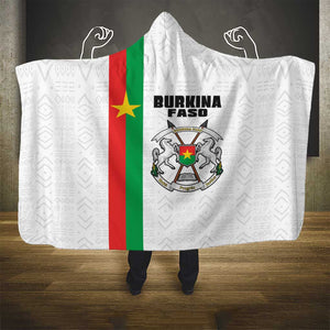 Burkina Faso Hooded Blanket Striped White - Bogolan Pattern - African Pride