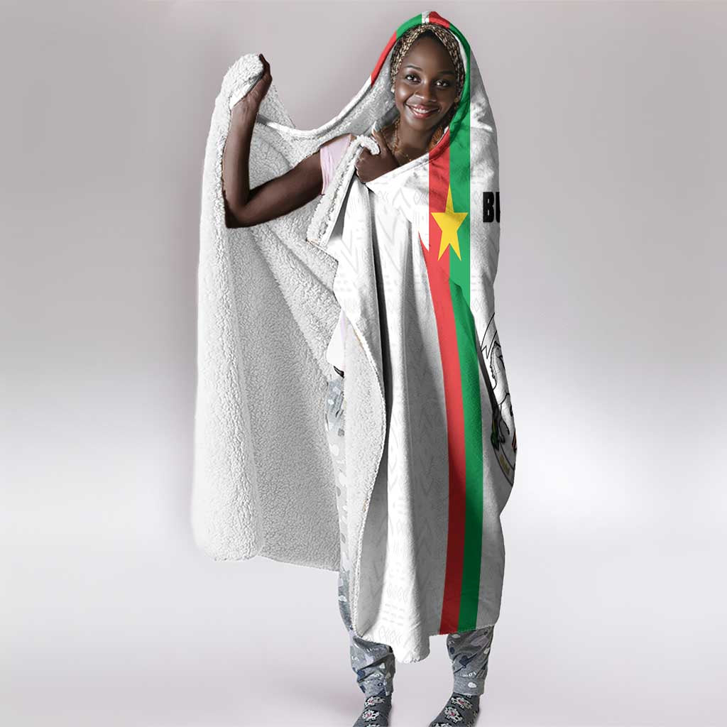 Burkina Faso Hooded Blanket Striped White - Bogolan Pattern - African Pride