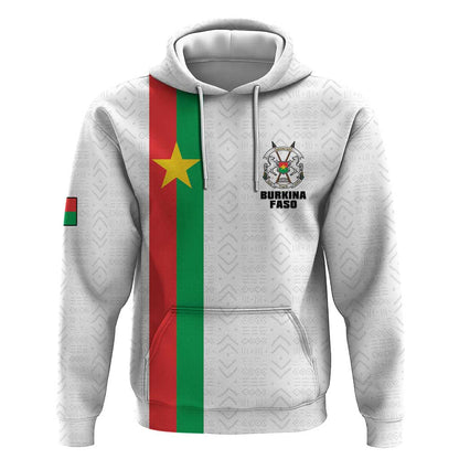 Personalized Burkina Faso Hoodie Striped White - Bogolan Pattern - African Pride