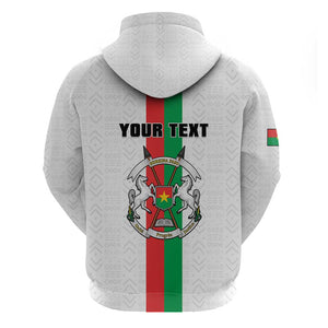 Personalized Burkina Faso Hoodie Striped White - Bogolan Pattern - African Pride