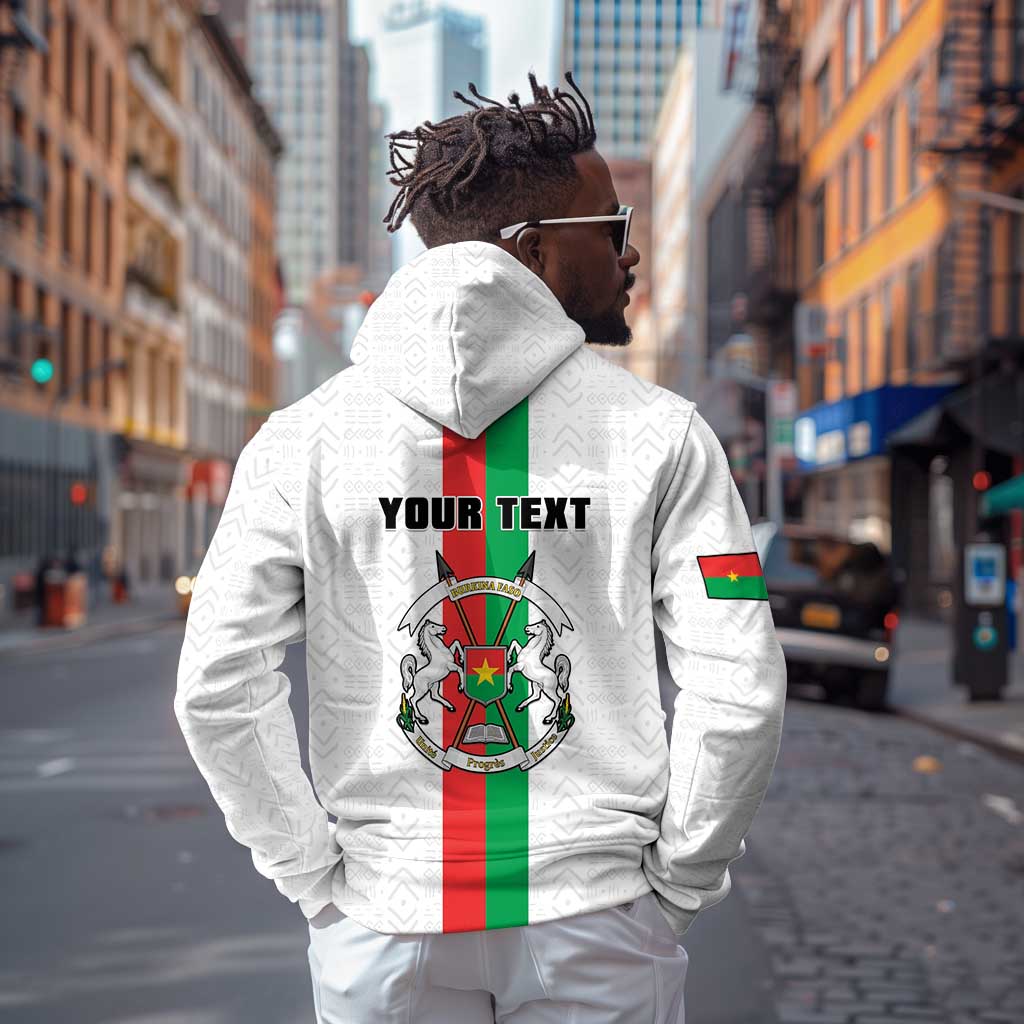 Personalized Burkina Faso Hoodie Striped White - Bogolan Pattern - African Pride