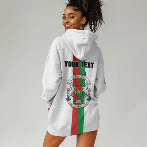 Personalized Burkina Faso Hoodie Dress Striped White - Bogolan Pattern - African Pride