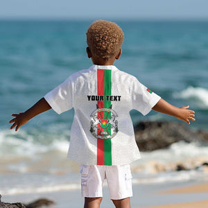 Personalized Burkina Faso Kid Hawaiian Shirt Striped White - Bogolan Pattern - African Pride