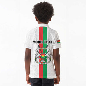 Personalized Burkina Faso Kid Polo Shirt Striped White - Bogolan Pattern - African Pride