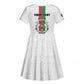 Personalized Burkina Faso Kid Short Sleeve Dress Striped White - Bogolan Pattern - African Pride