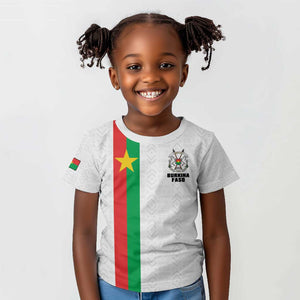 Personalized Burkina Faso Kid T shirt Striped White - Bogolan Pattern - African Pride
