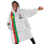 Personalized Burkina Faso Kid Wearable Blanket Hoodie Striped White - Bogolan Pattern - African Pride