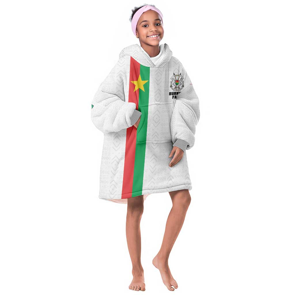 Personalized Burkina Faso Kid Wearable Blanket Hoodie Striped White - Bogolan Pattern - African Pride