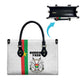 Burkina Faso Striped Leather Bag African Mud Cloth Pattern - White