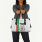 Burkina Faso Striped Leather Bag African Mud Cloth Pattern - White