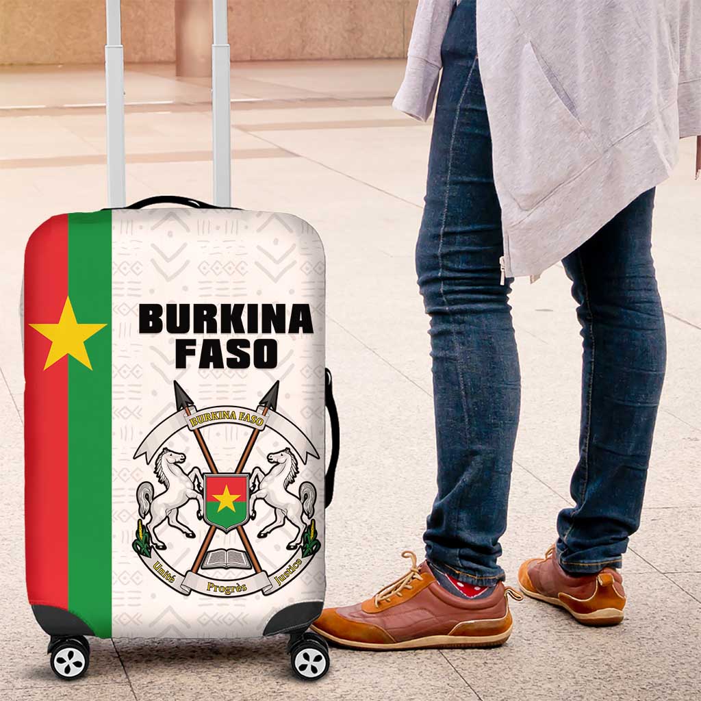 Burkina Faso Luggage Cover Striped White - Bogolan Pattern - African Pride