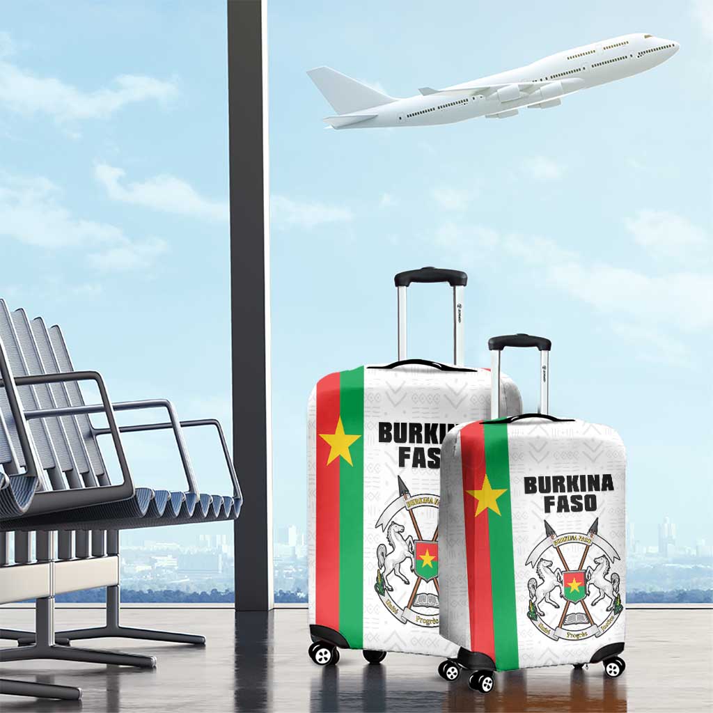 Burkina Faso Luggage Cover Striped White - Bogolan Pattern - African Pride