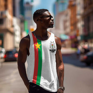 Personalized Burkina Faso Men Tank Top Striped White - Bogolan Pattern - African Pride