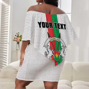 Personalized Burkina Faso Off Shoulder Short Dress Striped White - Bogolan Pattern - African Pride