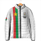 Personalized Burkina Faso Striped Padded Jacket African Mud Cloth Pattern - White