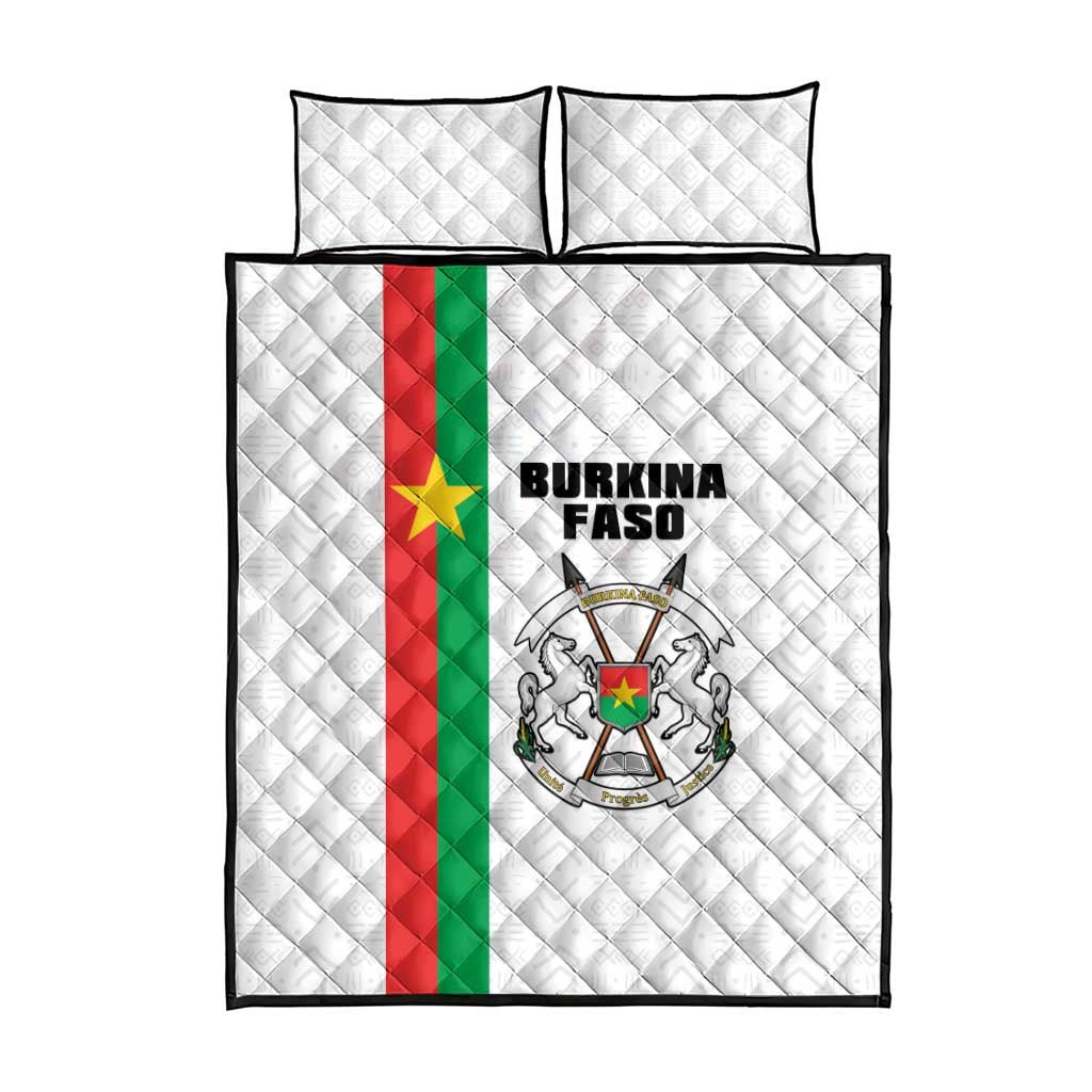 Burkina Faso Quilt Bed Set Striped White - Bogolan Pattern - African Pride
