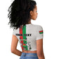 Personalized Burkina Faso Raglan Cropped T shirt Striped White - Bogolan Pattern - African Pride