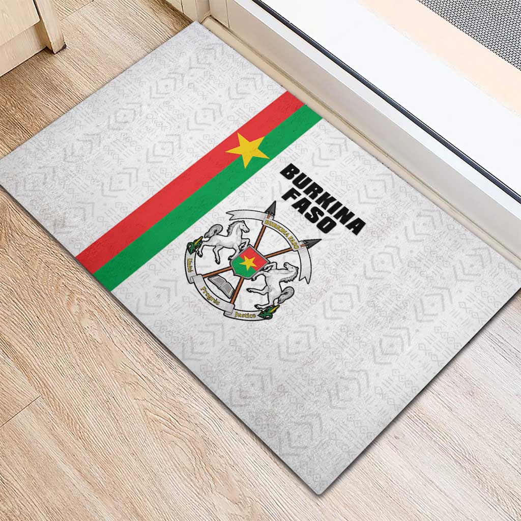 Burkina Faso Rubber Doormat Striped White - Bogolan Pattern - African Pride