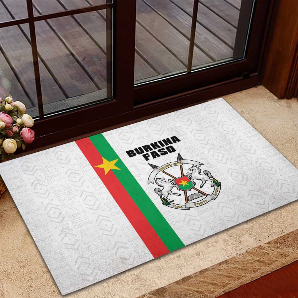 Burkina Faso Rubber Doormat Striped White - Bogolan Pattern - African Pride