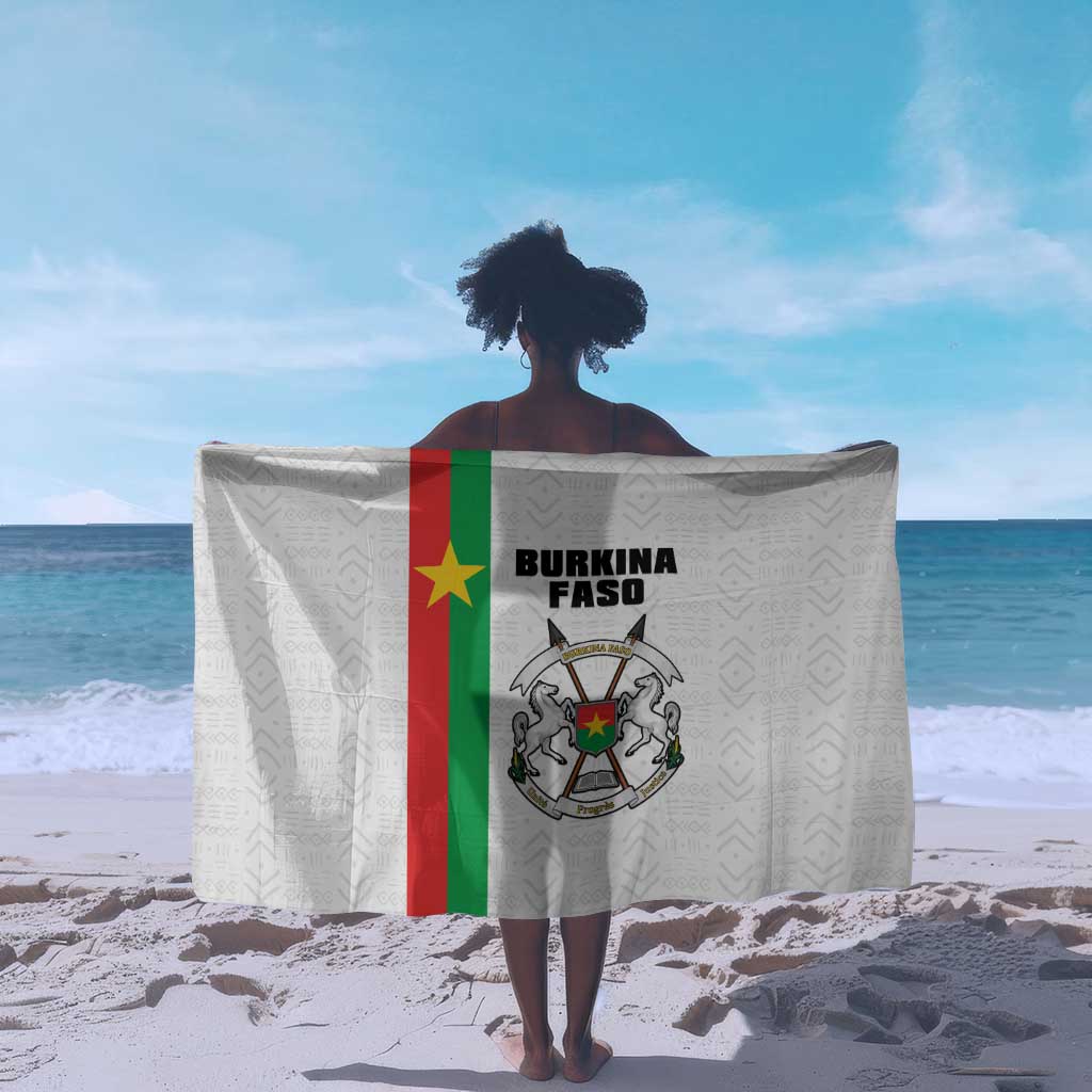Burkina Faso Sarong Striped White - Bogolan Pattern - African Pride