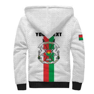 Personalized Burkina Faso Sherpa Hoodie Striped White - Bogolan Pattern - African Pride