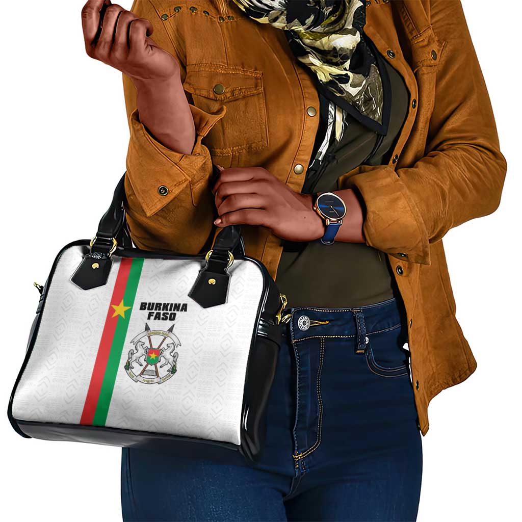 Burkina Faso Shoulder Handbag Striped White - Bogolan Pattern - African Pride