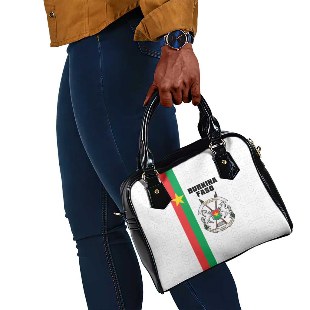 Burkina Faso Shoulder Handbag Striped White - Bogolan Pattern - African Pride