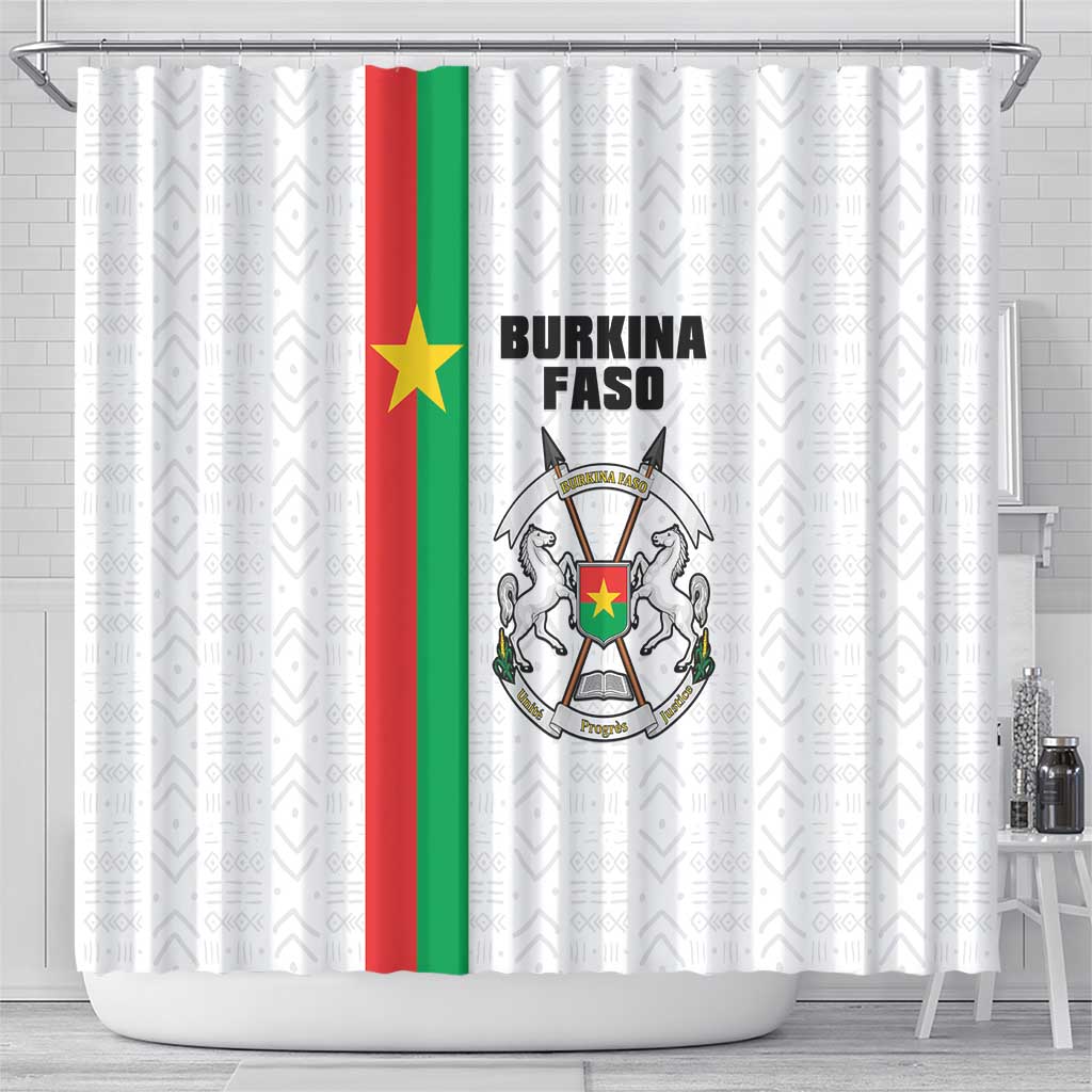 Burkina Faso Shower Curtain Striped White - Bogolan Pattern - African Pride