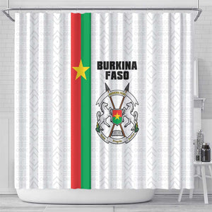 Burkina Faso Shower Curtain Striped White - Bogolan Pattern - African Pride