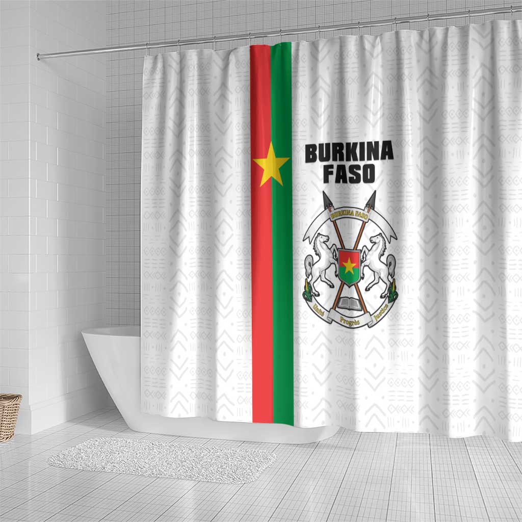 Burkina Faso Shower Curtain Striped White - Bogolan Pattern - African Pride
