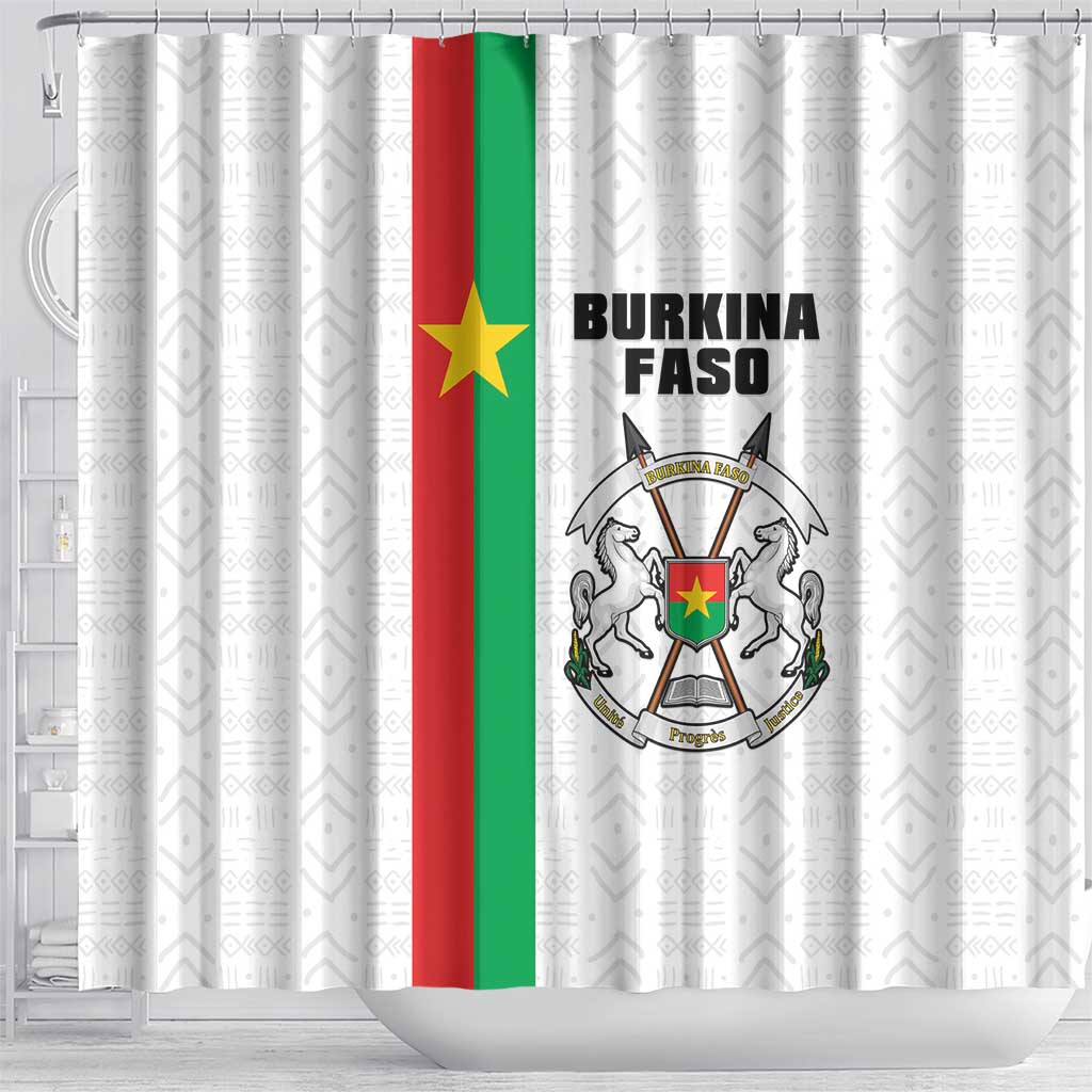 Burkina Faso Shower Curtain Striped White - Bogolan Pattern - African Pride