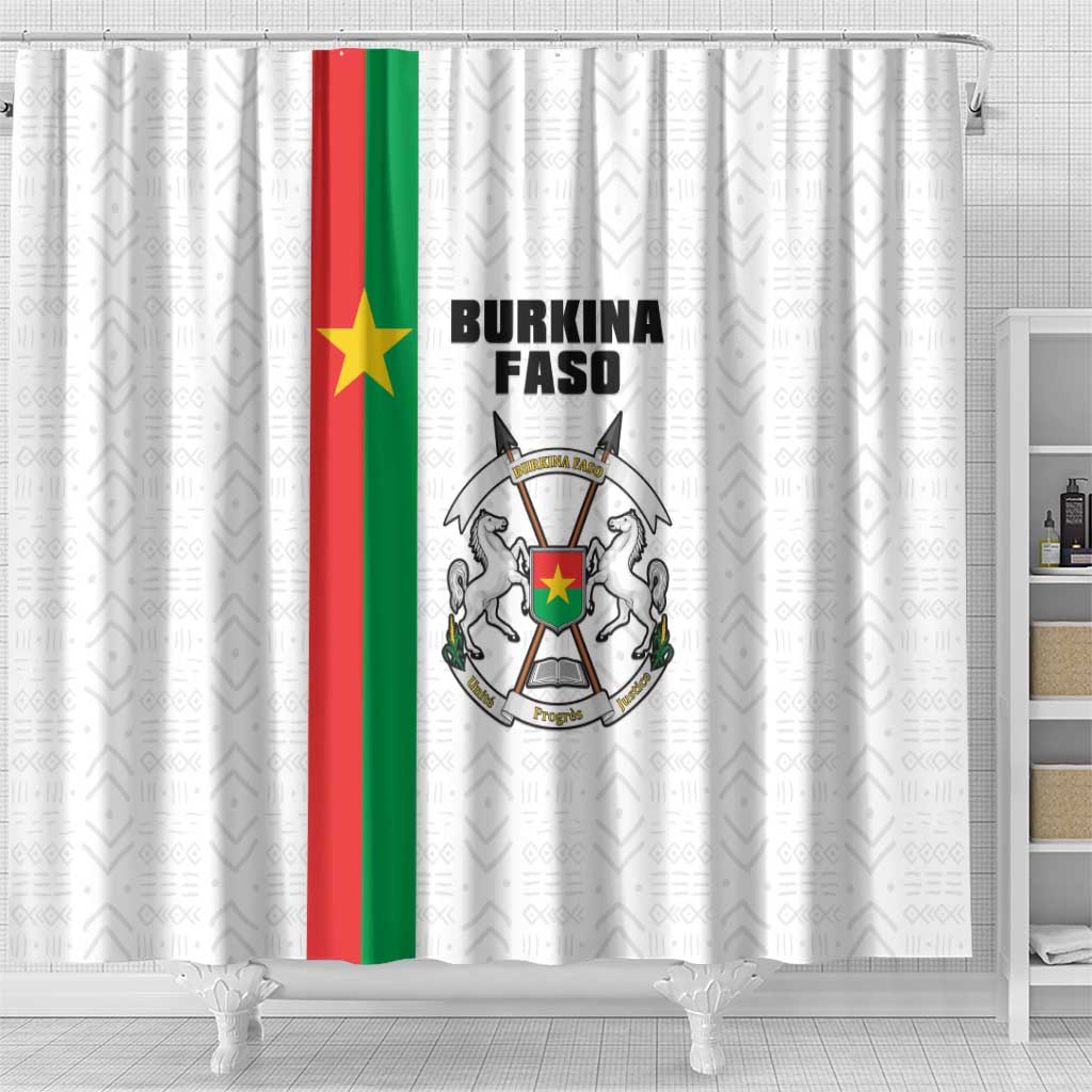 Burkina Faso Shower Curtain Striped White - Bogolan Pattern - African Pride