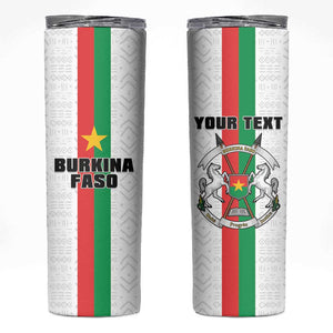 Personalized Burkina Faso Skinny Tumbler Striped White - Bogolan Pattern - African Pride
