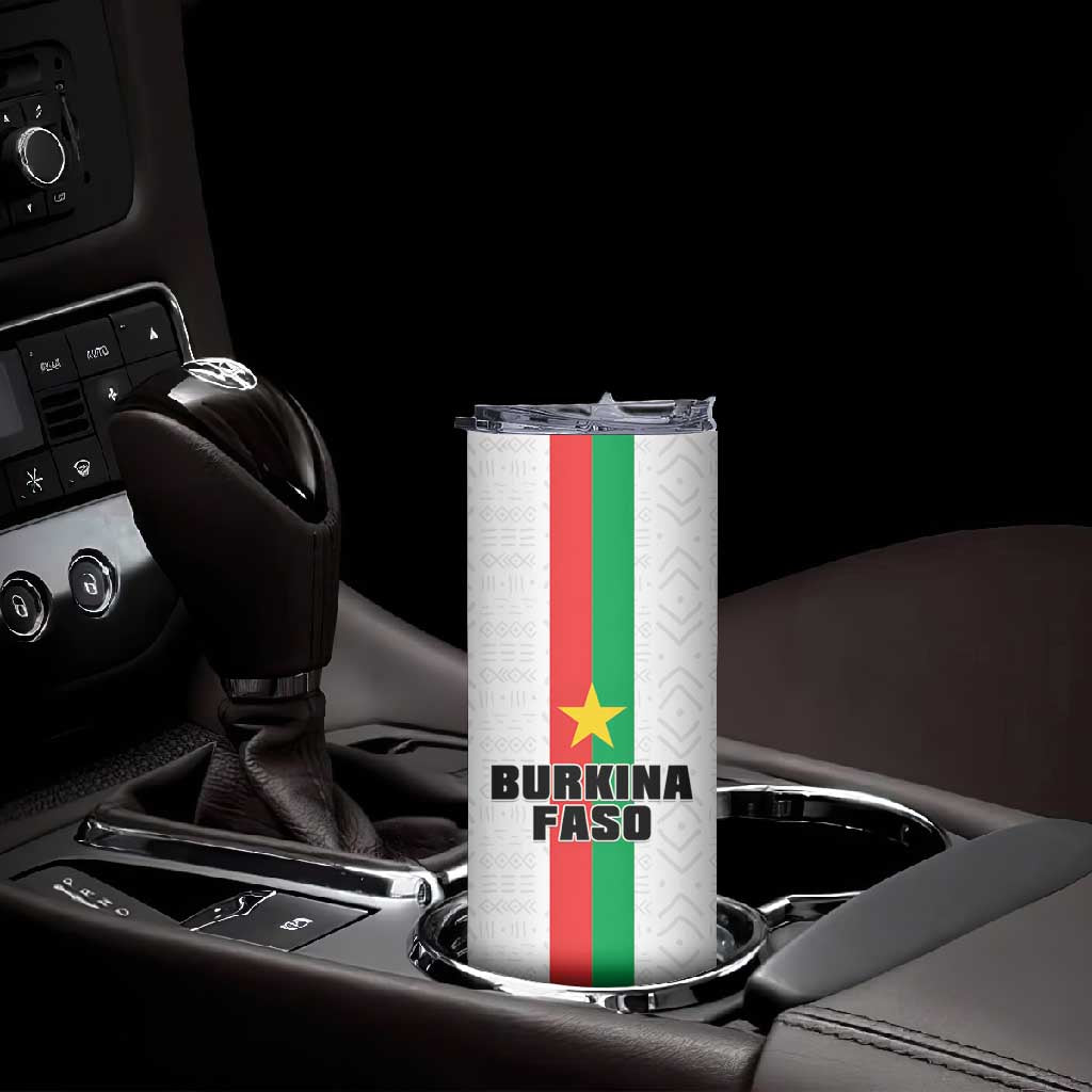 Personalized Burkina Faso Skinny Tumbler Striped White - Bogolan Pattern - African Pride