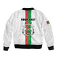 Personalized Burkina Faso Sleeve Zip Bomber Jacket Striped White - Bogolan Pattern - African Pride