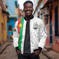 Personalized Burkina Faso Sleeve Zip Bomber Jacket Striped White - Bogolan Pattern - African Pride
