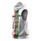 Personalized Burkina Faso Sleeveless Hoodie Striped White - Bogolan Pattern - African Pride