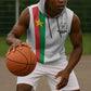 Personalized Burkina Faso Sleeveless Hoodie Striped White - Bogolan Pattern - African Pride