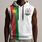 Personalized Burkina Faso Sleeveless Hoodie Striped White - Bogolan Pattern - African Pride