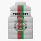Personalized Burkina Faso Striped Sleeveless Puffer Jacket African Mud Cloth Pattern - White