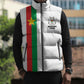 Personalized Burkina Faso Striped Sleeveless Puffer Jacket African Mud Cloth Pattern - White