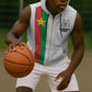 Personalized Burkina Faso Sleeveless Zip Hoodie Striped White - Bogolan Pattern - African Pride
