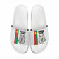 Burkina Faso Striped Slide Sandals African Mud Cloth Pattern - White